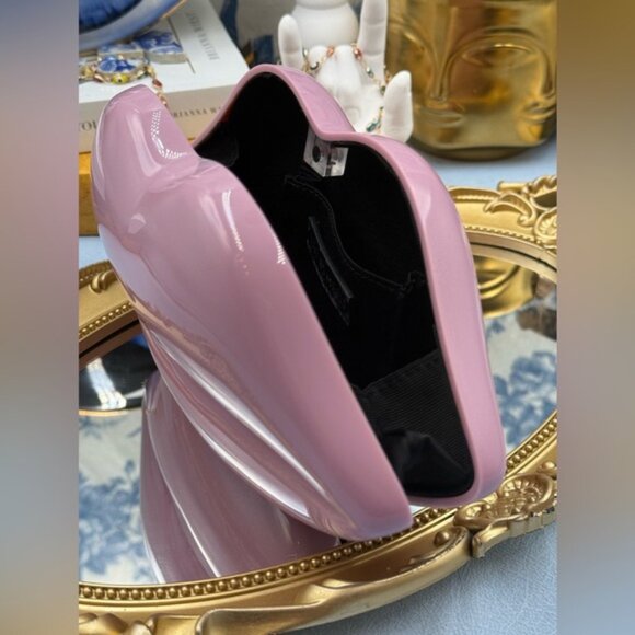 🆕 LULU GUINNESS 🧿 NWOT Iconic Lips Perspex Clutch - Light Magenta - Picture 9 of 16